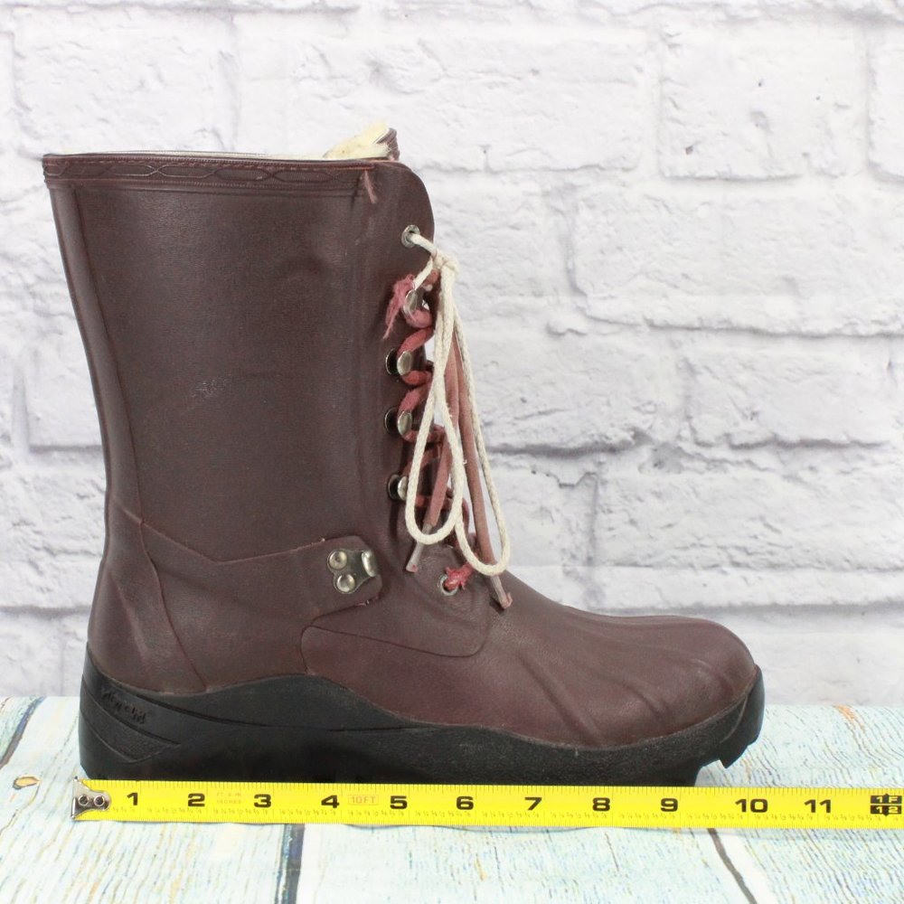 *Hunter Maroon Vibram Sole Shearling Insulated Rubber Rain Boots Size 10 Inches - Picture 9 of 9